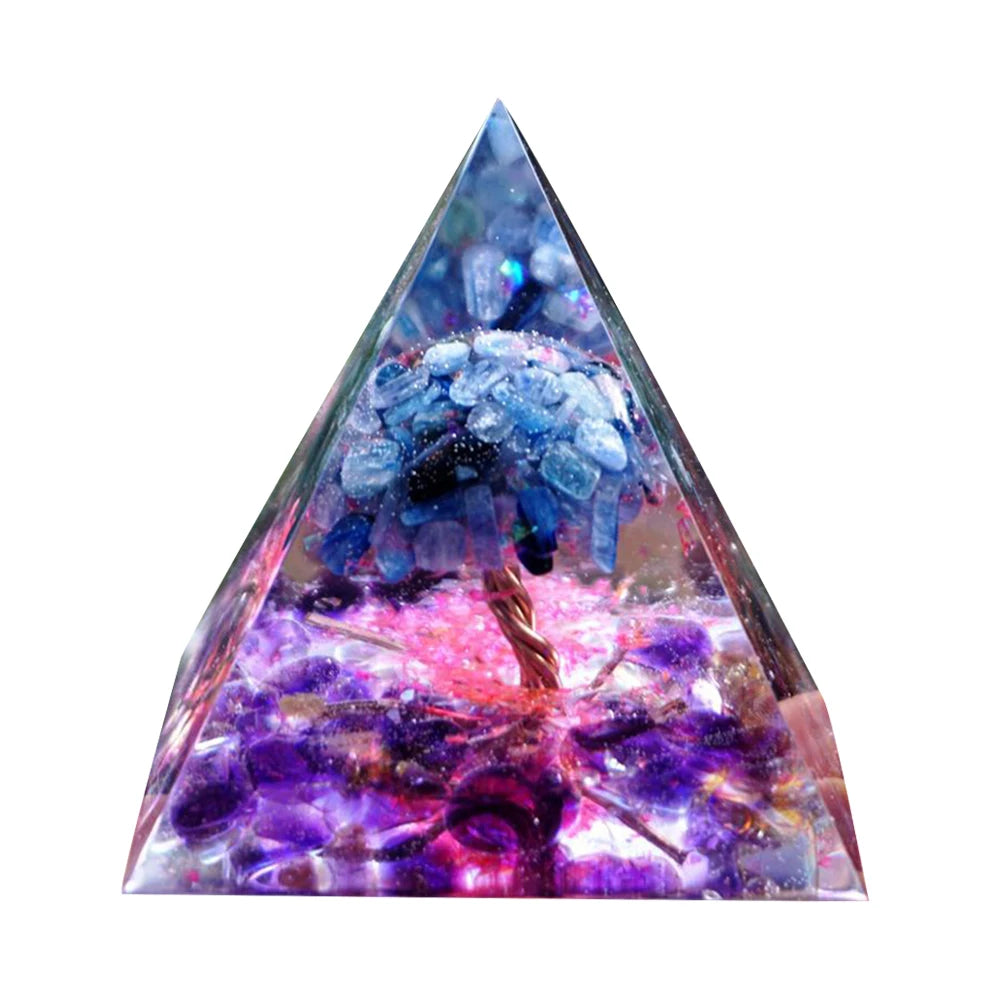 Orgonit Pyramide – Amethyst & Peridot Kristalle, Energie-Generator für Meditation, Reiki, Chakra-Heilung & Schutz