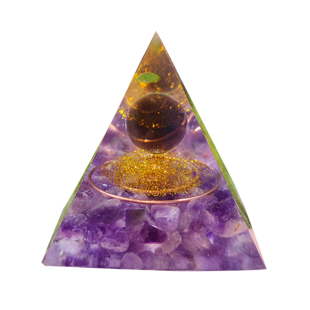 Orgonit Pyramide – Amethyst & Peridot Kristalle, Energie-Generator für Meditation, Reiki, Chakra-Heilung & Schutz