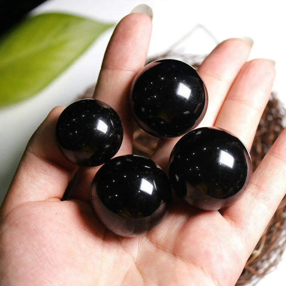 Schwarze Obsidian-Kugel 20–60 mm – Naturstein-Kristallkugel aus Quarz für Reiki, Heilung & Deko (ohne Sockel)