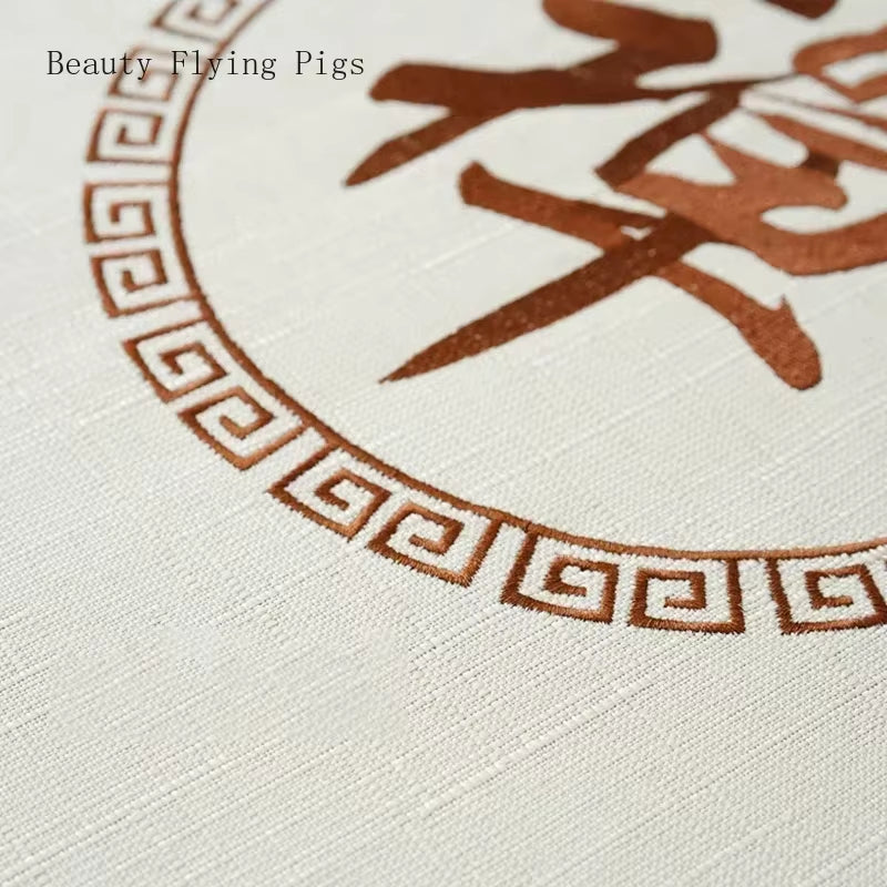 Runde Futon-Meditationsmatte aus Baumwolle & Leinen – besticktes Tatami Yogakissen, Daze Meditation
