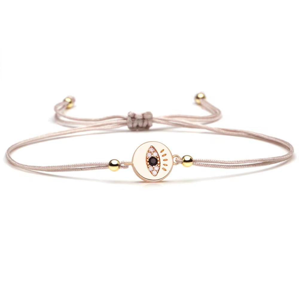 Evil Eye Armband aus Kupfer & Zirkonia – Verstellbares Band, Unisex Schutzarmband