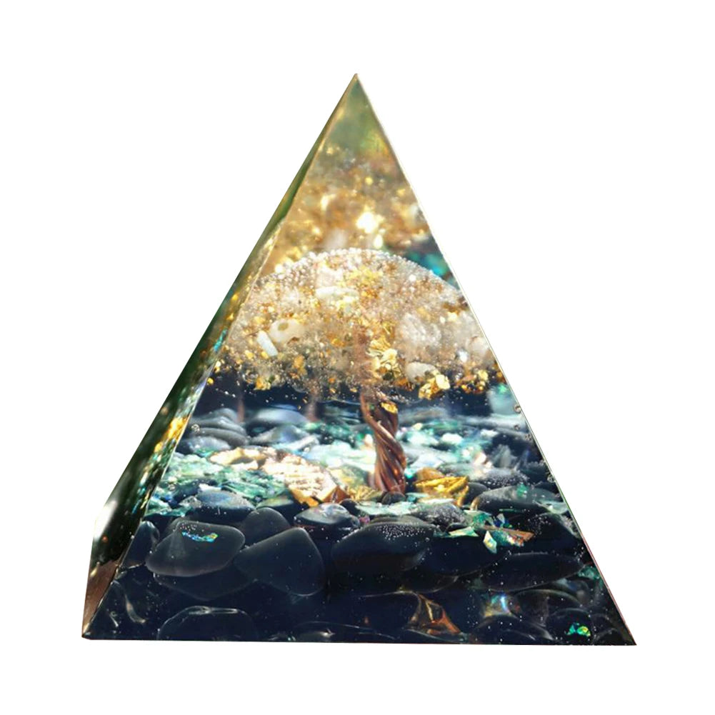 Orgonit Pyramide – Amethyst & Peridot Kristalle, Energie-Generator für Meditation, Reiki, Chakra-Heilung & Schutz