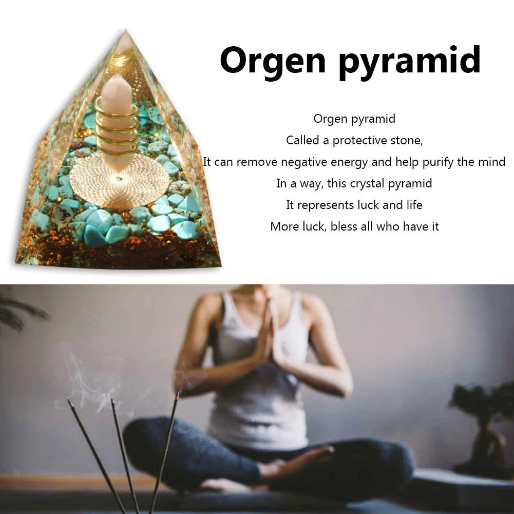 Orgonit Pyramide – Amethyst & Peridot Kristalle, Energie-Generator für Meditation, Reiki, Chakra-Heilung & Schutz