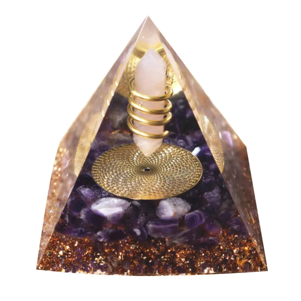 Orgonit Pyramide – Amethyst & Peridot Kristalle, Energie-Generator für Meditation, Reiki, Chakra-Heilung & Schutz