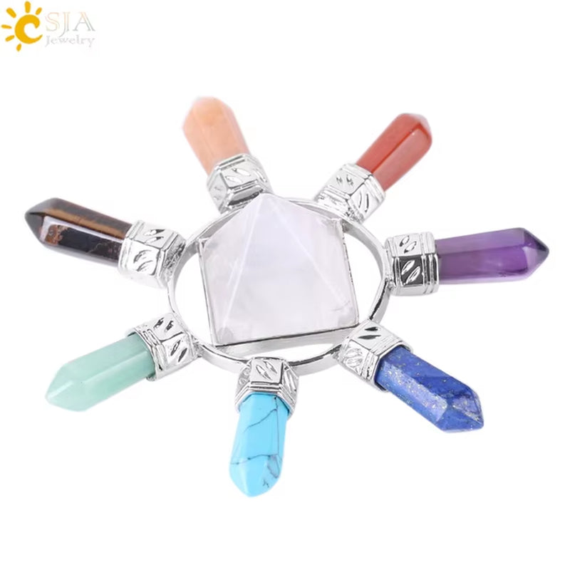 Energie-Pyramide aus Natursteinen – Orgonit Chakra Generator mit Kristallen, 4-Spiralen Pendel, Reiki Heilung & Meditation