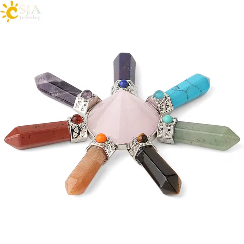 Energie-Pyramide aus Natursteinen – Orgonit Chakra Generator mit Kristallen, 4-Spiralen Pendel, Reiki Heilung & Meditation