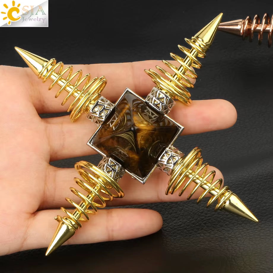 Energie-Pyramide aus Natursteinen – Orgonit Chakra Generator mit Kristallen, 4-Spiralen Pendel, Reiki Heilung & Meditation
