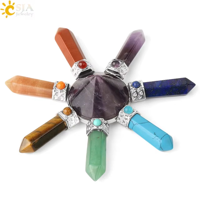 Energie-Pyramide aus Natursteinen – Orgonit Chakra Generator mit Kristallen, 4-Spiralen Pendel, Reiki Heilung & Meditation