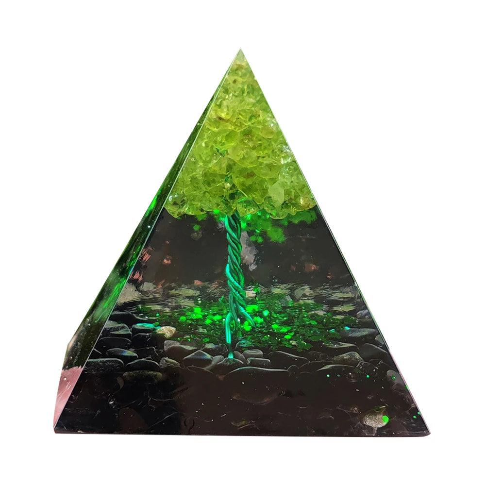 Orgonit Pyramide – Amethyst & Peridot Kristalle, Energie-Generator für Meditation, Reiki, Chakra-Heilung & Schutz