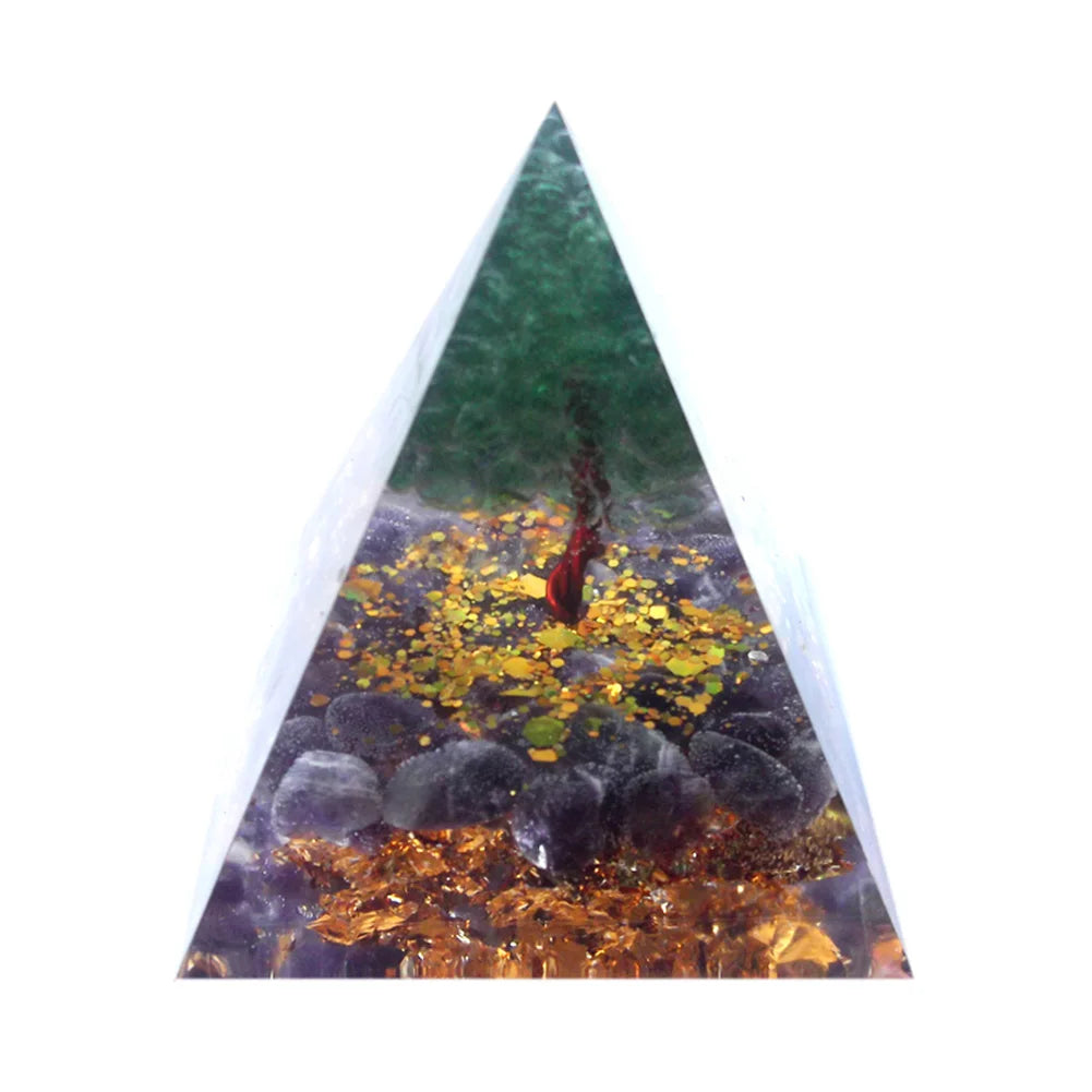 Orgonit Pyramide – Amethyst & Peridot Kristalle, Energie-Generator für Meditation, Reiki, Chakra-Heilung & Schutz