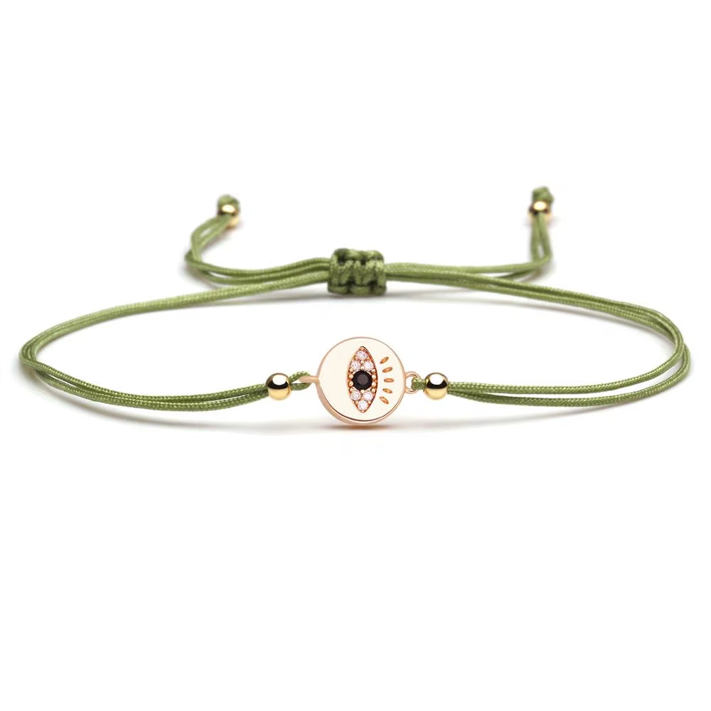 Evil Eye Armband aus Kupfer & Zirkonia – Verstellbares Band, Unisex Schutzarmband
