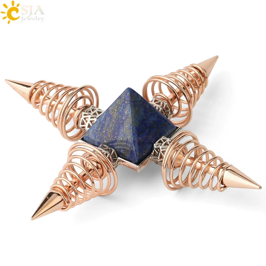 Energie-Pyramide aus Natursteinen – Orgonit Chakra Generator mit Kristallen, 4-Spiralen Pendel, Reiki Heilung & Meditation