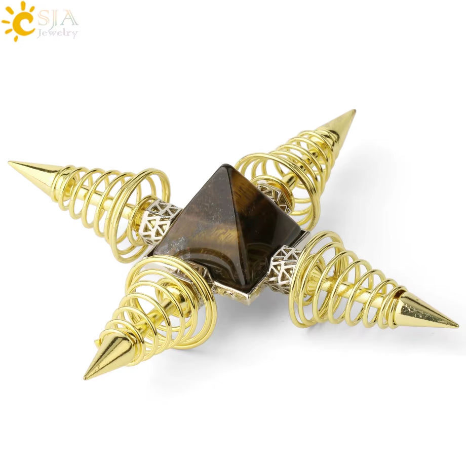 Energie-Pyramide aus Natursteinen – Orgonit Chakra Generator mit Kristallen, 4-Spiralen Pendel, Reiki Heilung & Meditation
