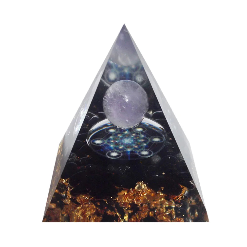 Orgonit Pyramide – Amethyst & Peridot Kristalle, Energie-Generator für Meditation, Reiki, Chakra-Heilung & Schutz