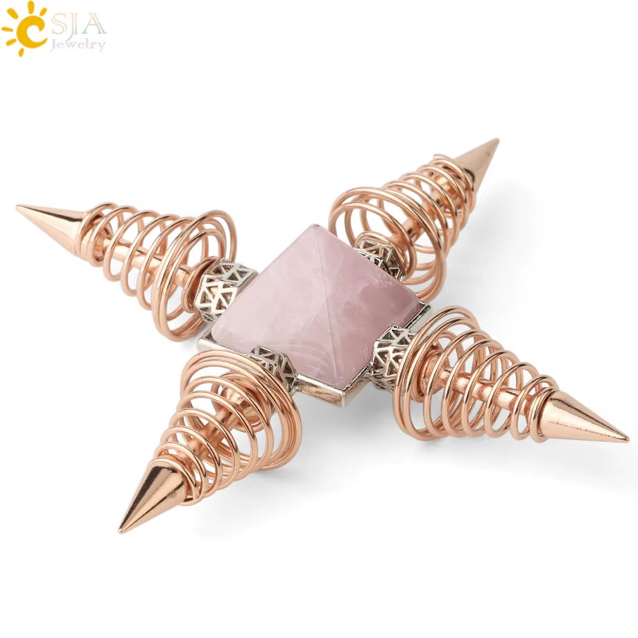 Energie-Pyramide aus Natursteinen – Orgonit Chakra Generator mit Kristallen, 4-Spiralen Pendel, Reiki Heilung & Meditation
