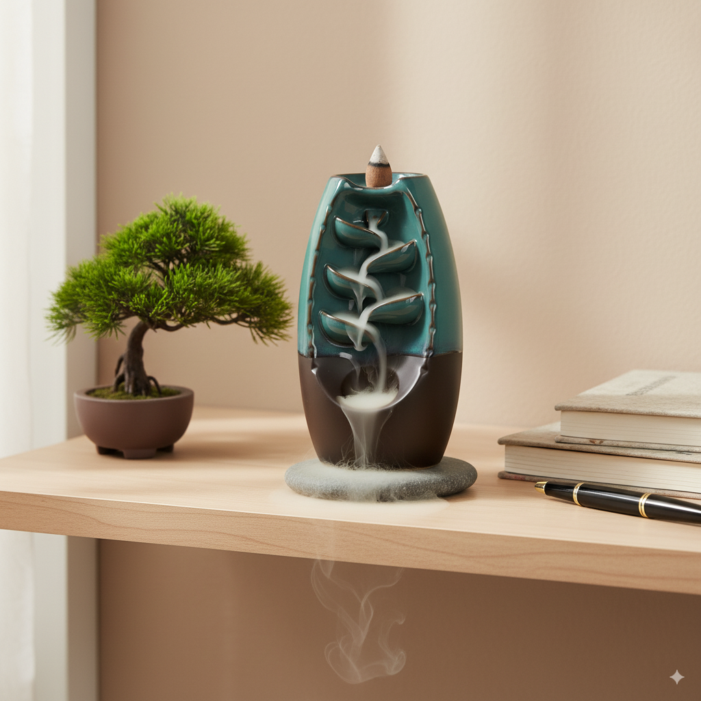 Keramik Backflow Räucherhalter – Wasserfall-Incense-Brenner für Aromatherapie & Wohnkultur