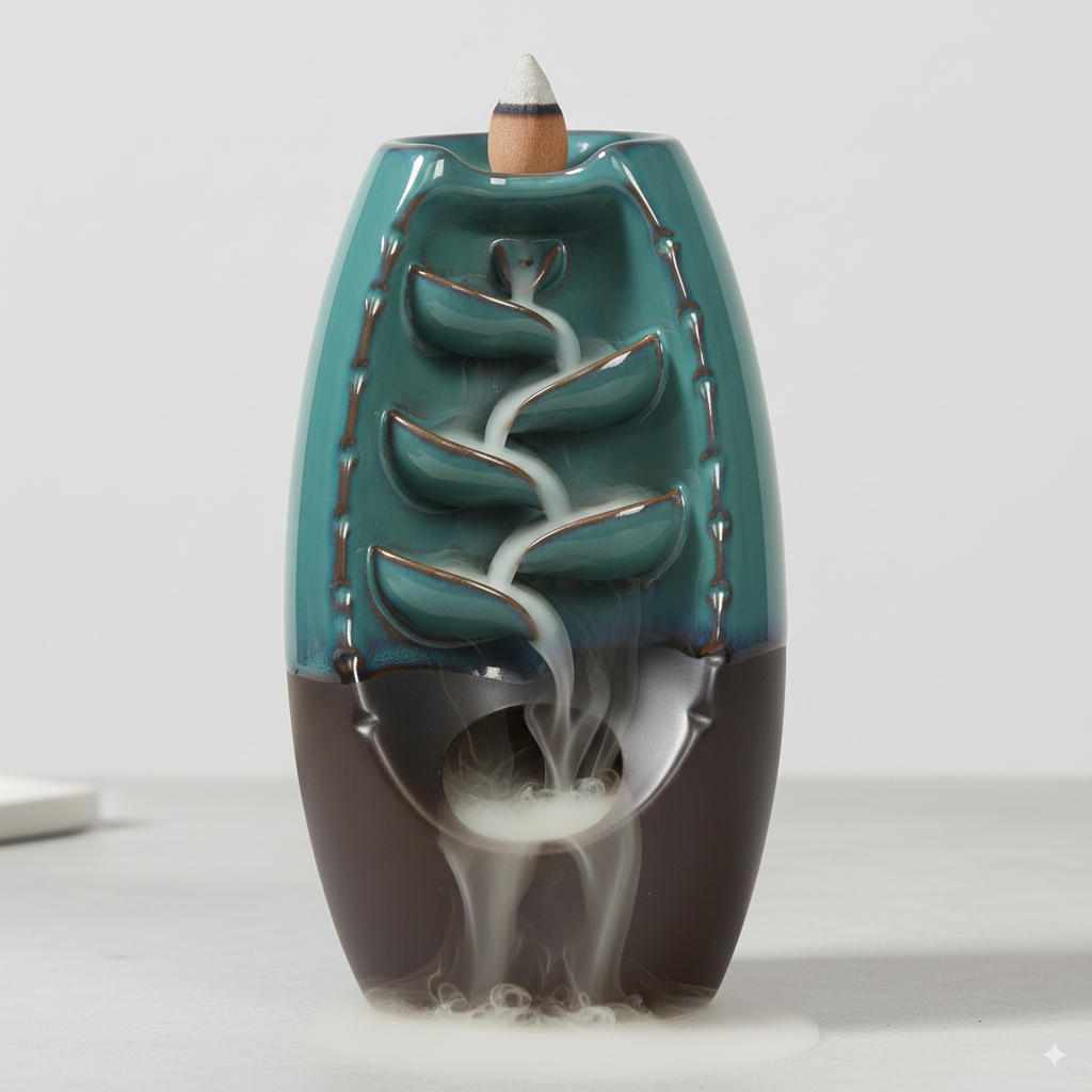 Keramik Backflow Räucherhalter – Wasserfall-Incense-Brenner für Aromatherapie & Wohnkultur