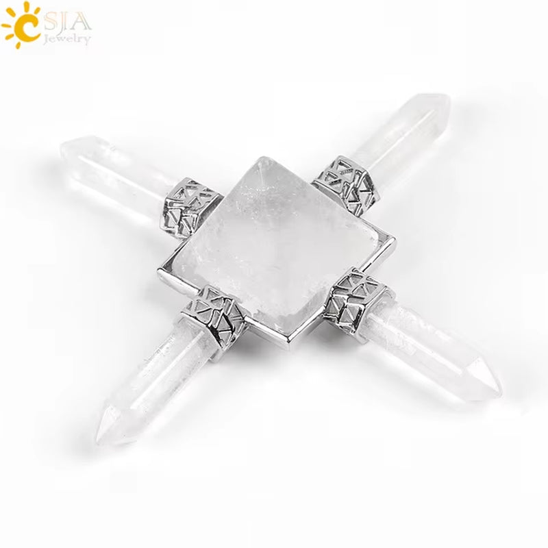 Energie-Pyramide aus Natursteinen – Orgonit Chakra Generator mit Kristallen, 4-Spiralen Pendel, Reiki Heilung & Meditation