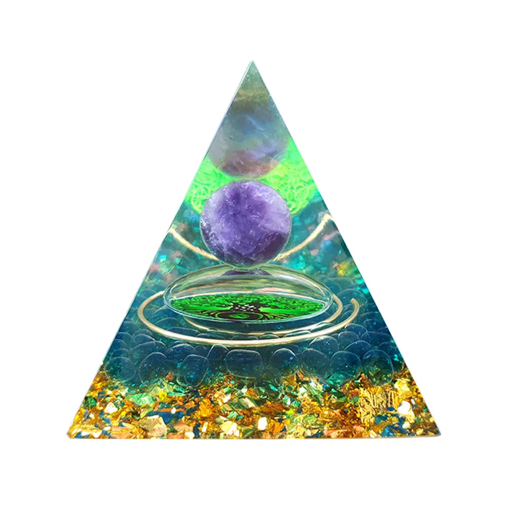 Orgonit Pyramide – Amethyst & Peridot Kristalle, Energie-Generator für Meditation, Reiki, Chakra-Heilung & Schutz