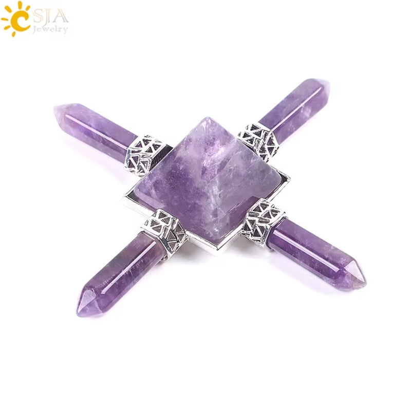 Energie-Pyramide aus Natursteinen – Orgonit Chakra Generator mit Kristallen, 4-Spiralen Pendel, Reiki Heilung & Meditation