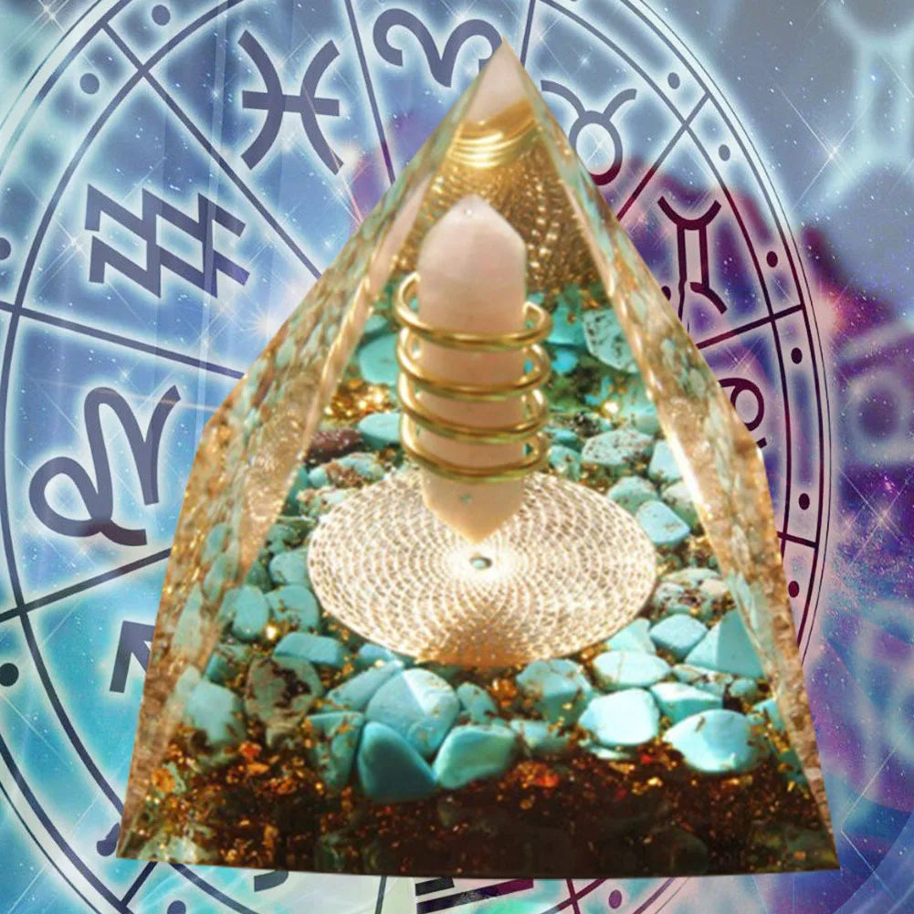 Orgonit Pyramide – Amethyst & Peridot Kristalle, Energie-Generator für Meditation, Reiki, Chakra-Heilung & Schutz