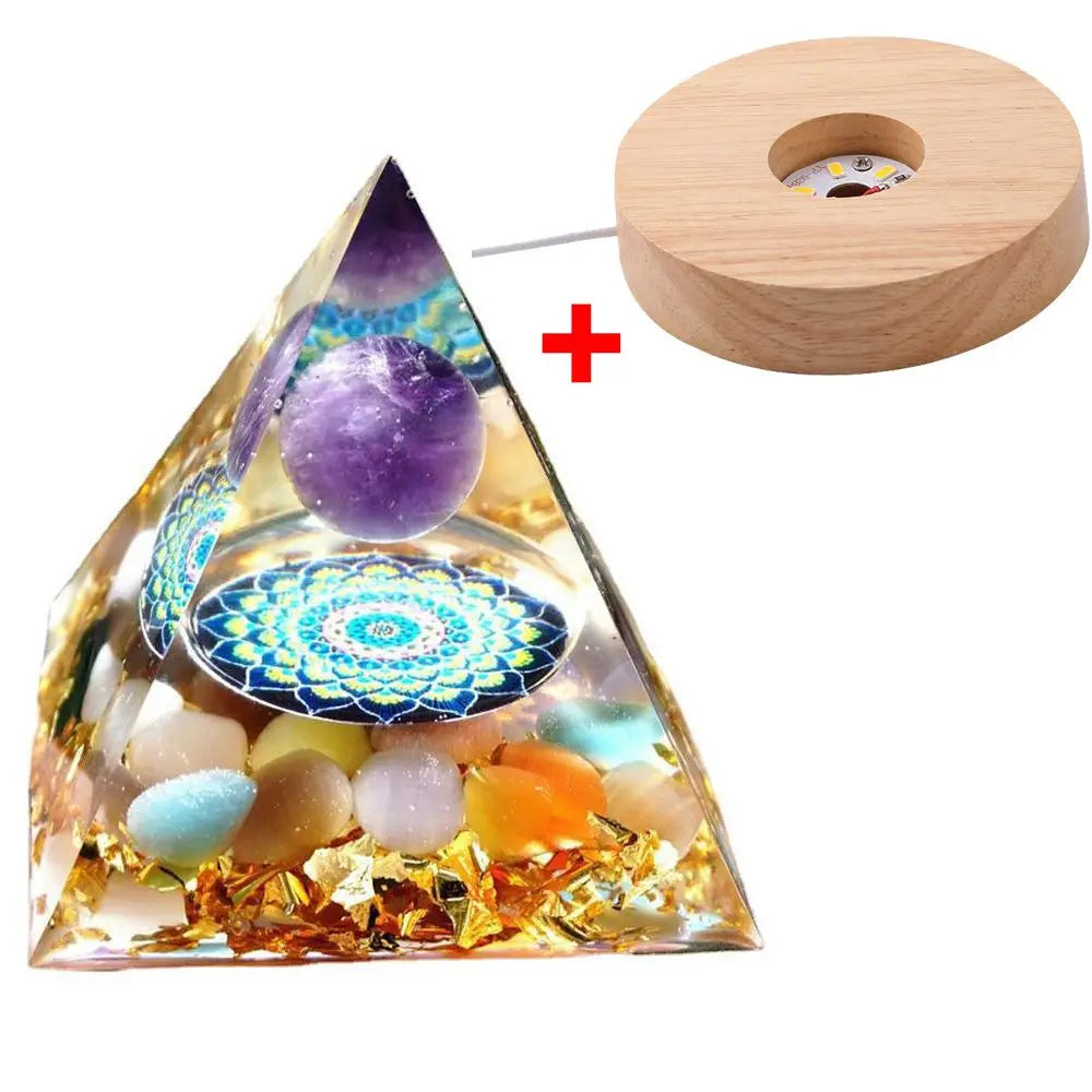 Orgonit Pyramide – Amethyst & Peridot Kristalle, Energie-Generator für Meditation, Reiki, Chakra-Heilung & Schutz