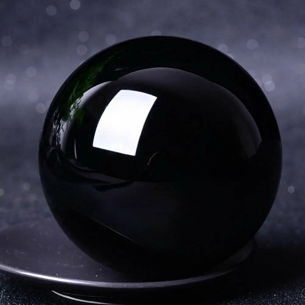 Schwarze Obsidian-Kugel 20–60 mm – Naturstein-Kristallkugel aus Quarz für Reiki, Heilung & Deko (ohne Sockel)