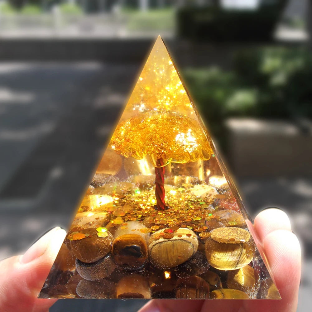 Orgonit Pyramide – Amethyst & Peridot Kristalle, Energie-Generator für Meditation, Reiki, Chakra-Heilung & Schutz