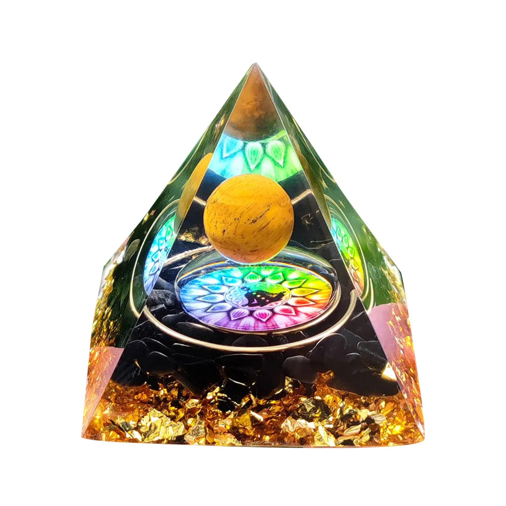Orgonit Pyramide – Amethyst & Peridot Kristalle, Energie-Generator für Meditation, Reiki, Chakra-Heilung & Schutz