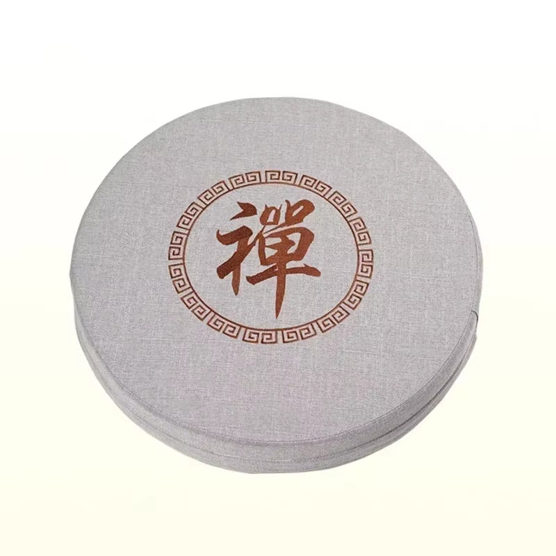 Runde Futon-Meditationsmatte aus Baumwolle & Leinen – besticktes Tatami Yogakissen, Daze Meditation