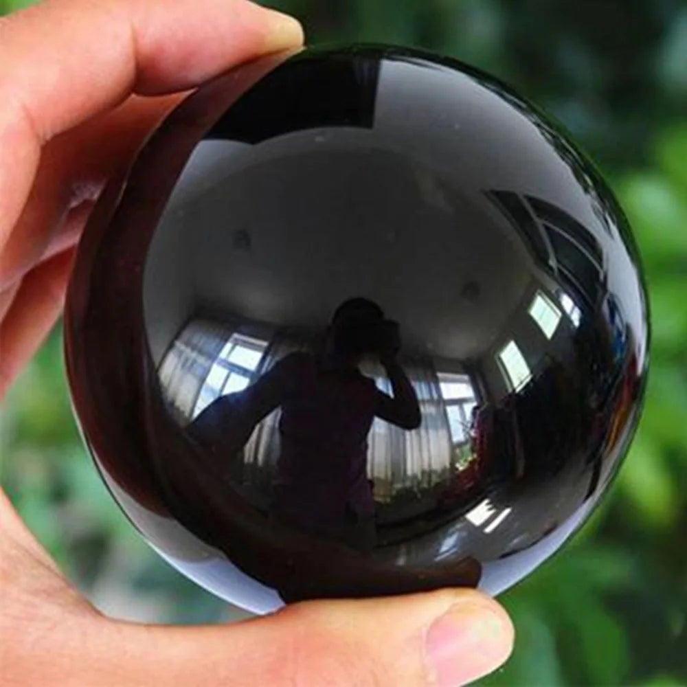 Schwarze Obsidian-Kugel 20–60 mm – Naturstein-Kristallkugel aus Quarz für Reiki, Heilung & Deko (ohne Sockel)
