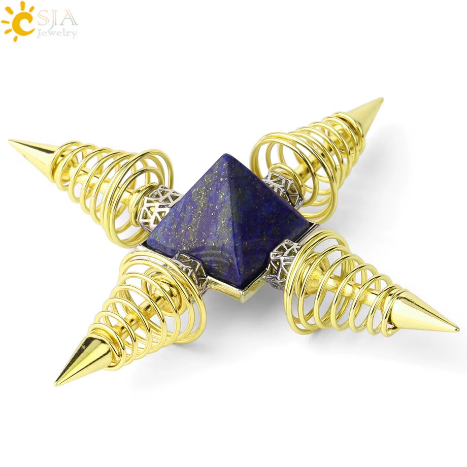 Energie-Pyramide aus Natursteinen – Orgonit Chakra Generator mit Kristallen, 4-Spiralen Pendel, Reiki Heilung & Meditation
