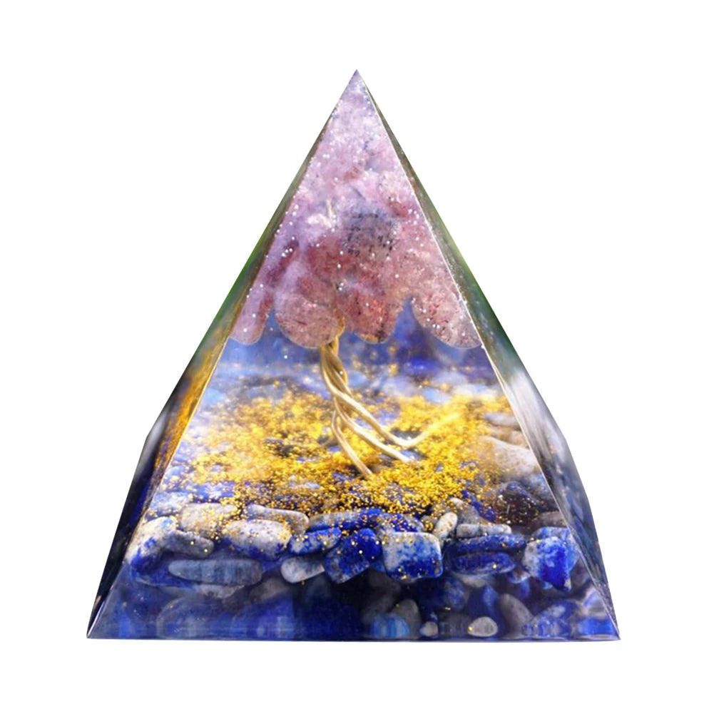 Orgonit Pyramide – Amethyst & Peridot Kristalle, Energie-Generator für Meditation, Reiki, Chakra-Heilung & Schutz