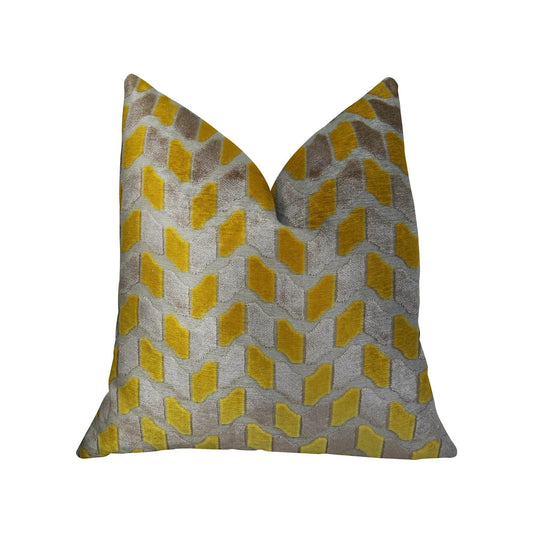 Luxus-Kissen, handgefertigt in den USA – Kupfer & Taupe Jacquard, Gold Snow Design, doppelseitig mit hypoallergener Füllung