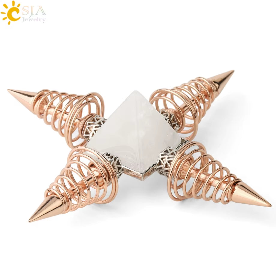 Energie-Pyramide aus Natursteinen – Orgonit Chakra Generator mit Kristallen, 4-Spiralen Pendel, Reiki Heilung & Meditation