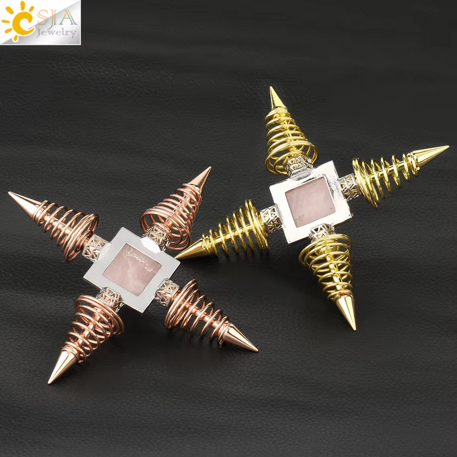 Energie-Pyramide aus Natursteinen – Orgonit Chakra Generator mit Kristallen, 4-Spiralen Pendel, Reiki Heilung & Meditation