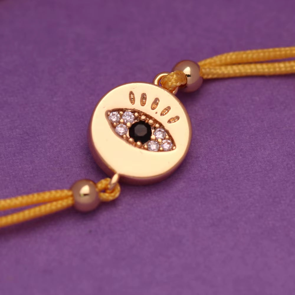 Evil Eye Armband aus Kupfer & Zirkonia – Verstellbares Band, Unisex Schutzarmband