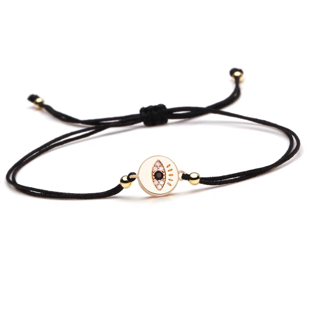 Evil Eye Armband aus Kupfer & Zirkonia – Verstellbares Band, Unisex Schutzarmband