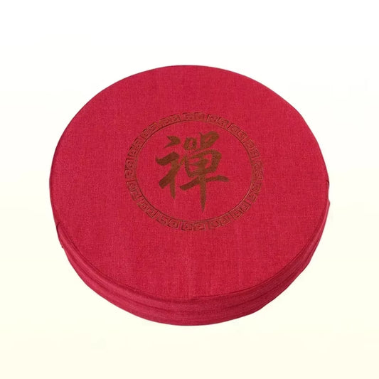 Runde Futon-Meditationsmatte aus Baumwolle & Leinen – besticktes Tatami Yogakissen, Daze Meditation