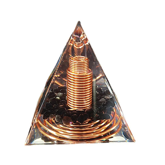 Spiralförmige Kupferdraht-Orgonit-Pyramide aus Obsidian – Heilenergie & Yoga-Meditations-Ornament