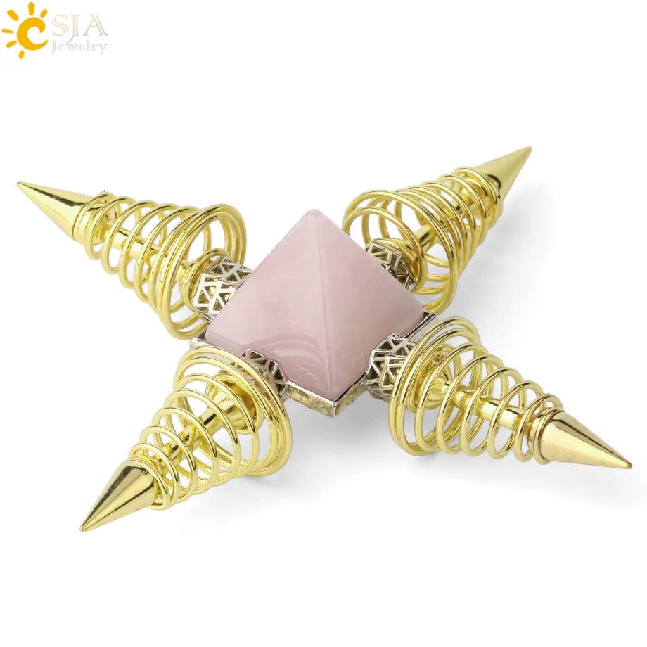 Energie-Pyramide aus Natursteinen – Orgonit Chakra Generator mit Kristallen, 4-Spiralen Pendel, Reiki Heilung & Meditation