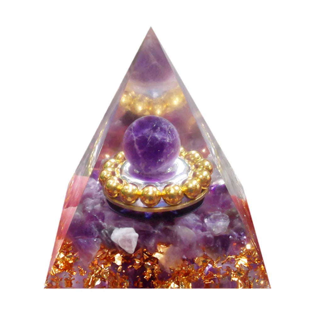 Orgonit Pyramide – Amethyst & Peridot Kristalle, Energie-Generator für Meditation, Reiki, Chakra-Heilung & Schutz