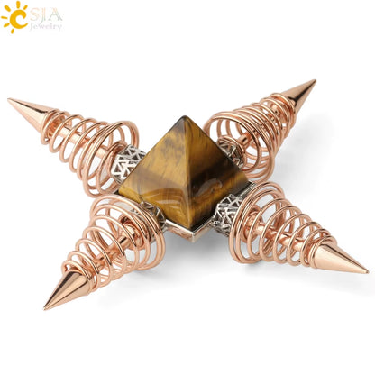 Energie-Pyramide aus Natursteinen – Orgonit Chakra Generator mit Kristallen, 4-Spiralen Pendel, Reiki Heilung & Meditation