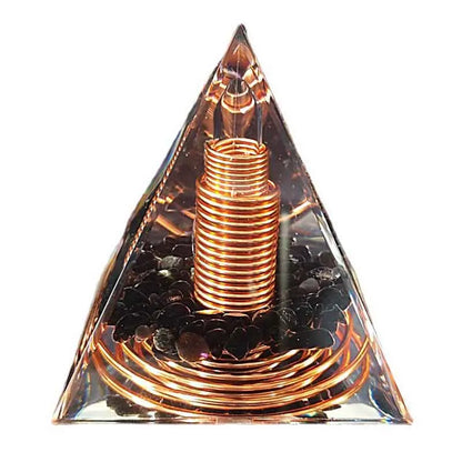 Spiralförmige Kupferdraht-Orgonit-Pyramide aus Obsidian – Heilenergie & Yoga-Meditations-Ornament