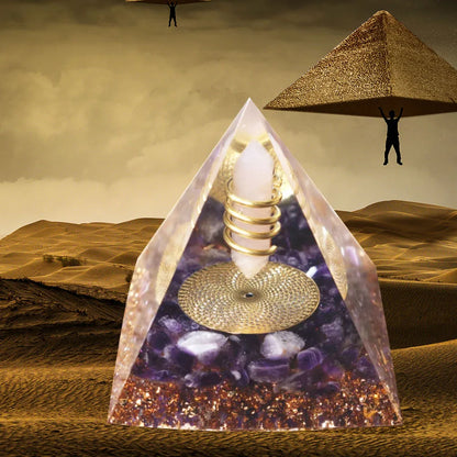 Orgonit Pyramide – Amethyst & Peridot Kristalle, Energie-Generator für Meditation, Reiki, Chakra-Heilung & Schutz