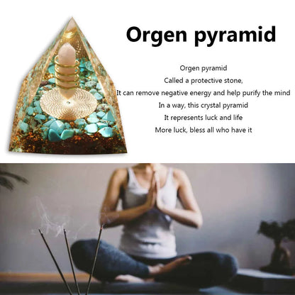 Orgonit Pyramide – Amethyst & Peridot Kristalle, Energie-Generator für Meditation, Reiki, Chakra-Heilung & Schutz