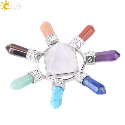 Energie-Pyramide aus Natursteinen – Orgonit Chakra Generator mit Kristallen, 4-Spiralen Pendel, Reiki Heilung & Meditation