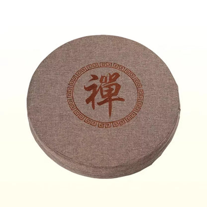 Runde Futon-Meditationsmatte aus Baumwolle & Leinen – besticktes Tatami Yogakissen, Daze Meditation