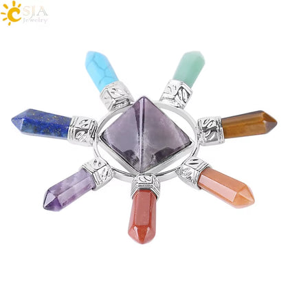 Energie-Pyramide aus Natursteinen – Orgonit Chakra Generator mit Kristallen, 4-Spiralen Pendel, Reiki Heilung & Meditation