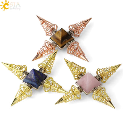 Energie-Pyramide aus Natursteinen – Orgonit Chakra Generator mit Kristallen, 4-Spiralen Pendel, Reiki Heilung & Meditation